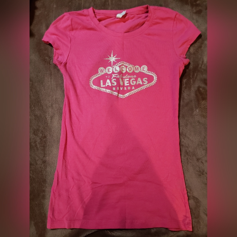 Welcome to Las Vegas t-shirt • Pink & White • size small